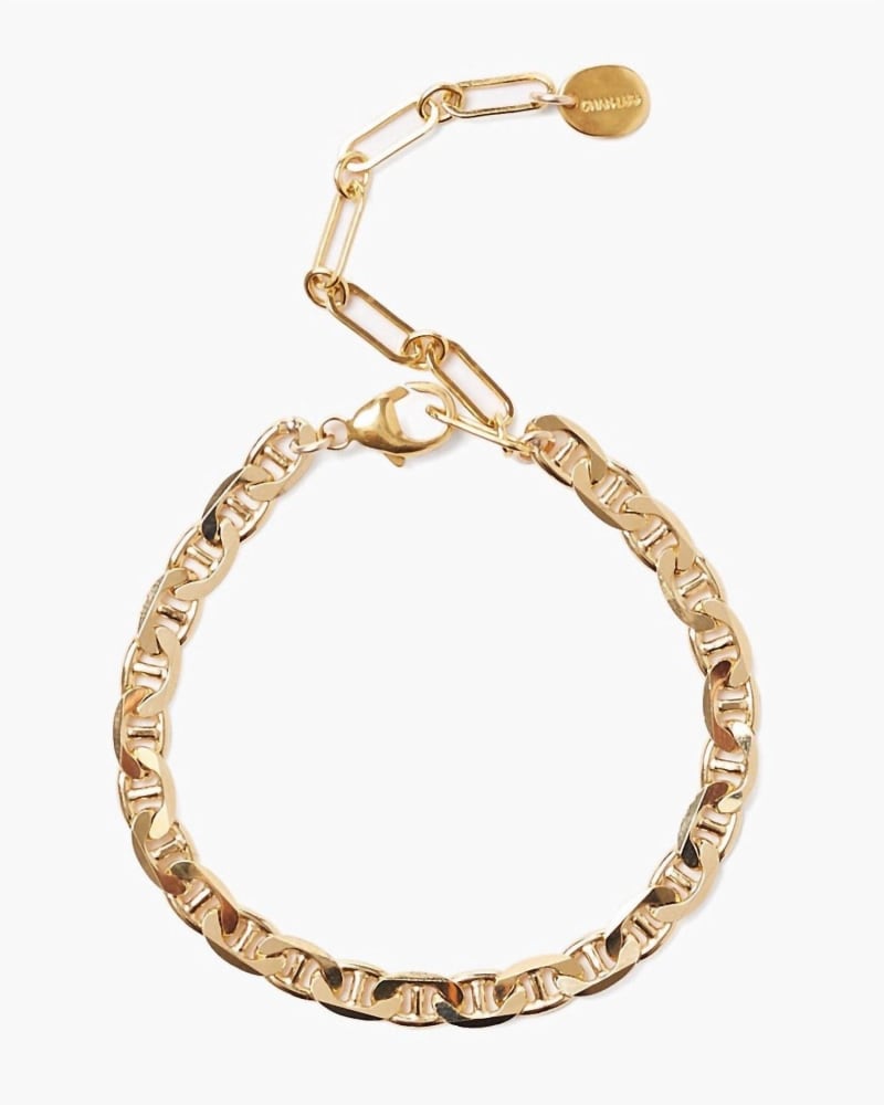 Front of a size O/S Anchor Chain Bracelet in Gold in Gold by CHAN LUU. | dia_product_style_image_id:328971